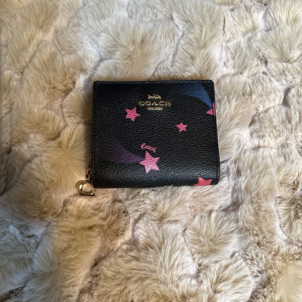 Coach Black Wallet with Disco Star Pattern